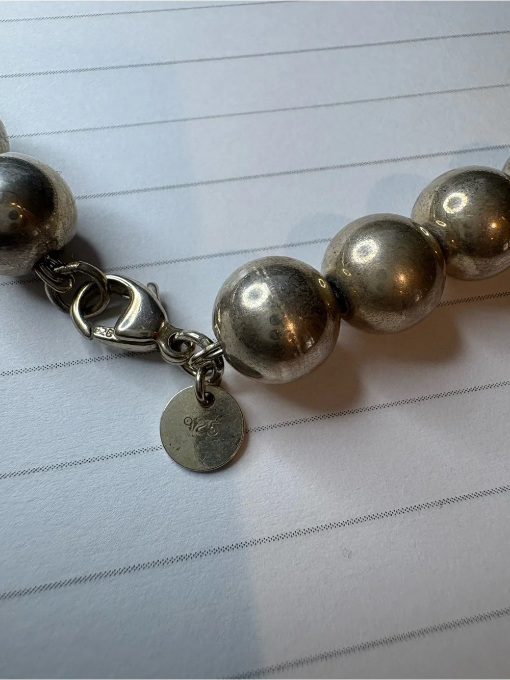Tiffany & Co. Silver Bead Necklace (18”) with Pouch
